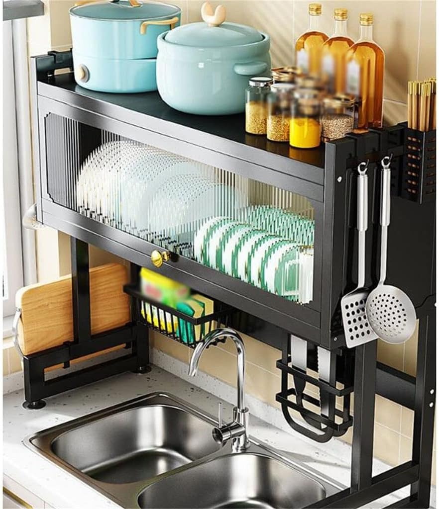 Space-Saving Kitchen Sink Shelf - Stainless Steel Cabinet Organizer for Home